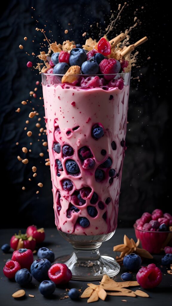cocktail, healthy, ai generated, smoothie, juice, vegan, dessert, blue berry, homemade, fruits, cold drink, kitchen, snack, drink, juice glass, freshness, ice cream, cream, organic